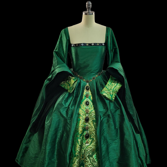 Tudor Style Dupioni with Brocade Accents Gown